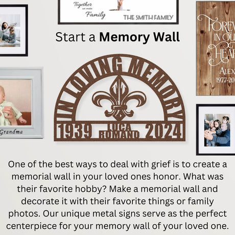 Italian Family Memorial Gift - Fleur-de-lis Family Memory Wall Decorative Sign