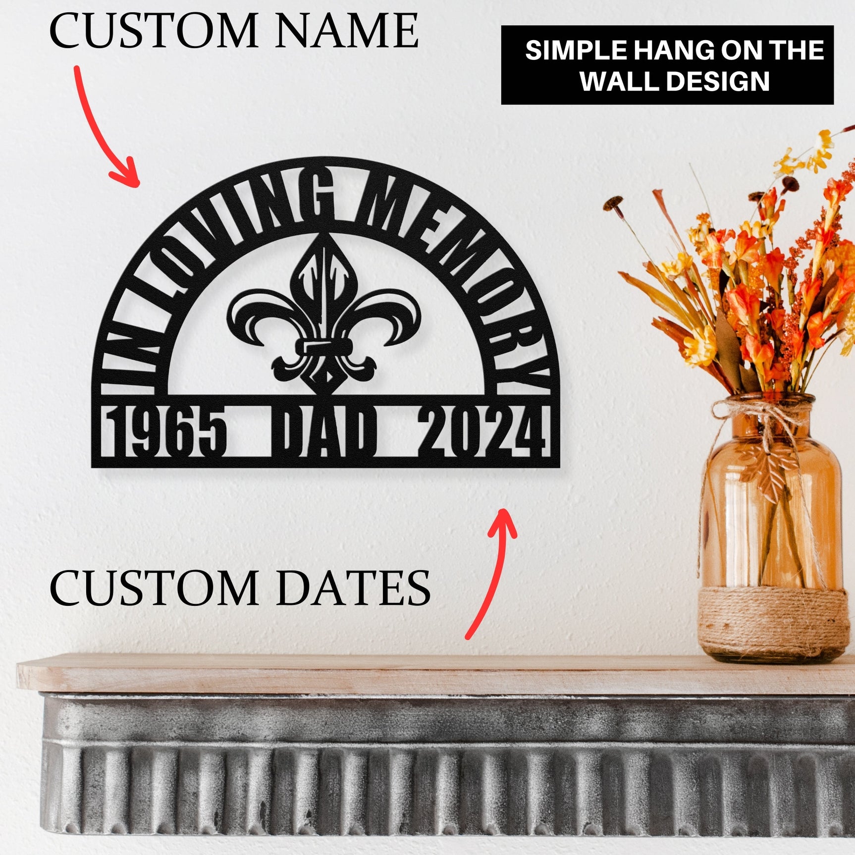 Italian Family Memorial Gift - Fleur-de-lis Family Memory Wall Decorative Sign