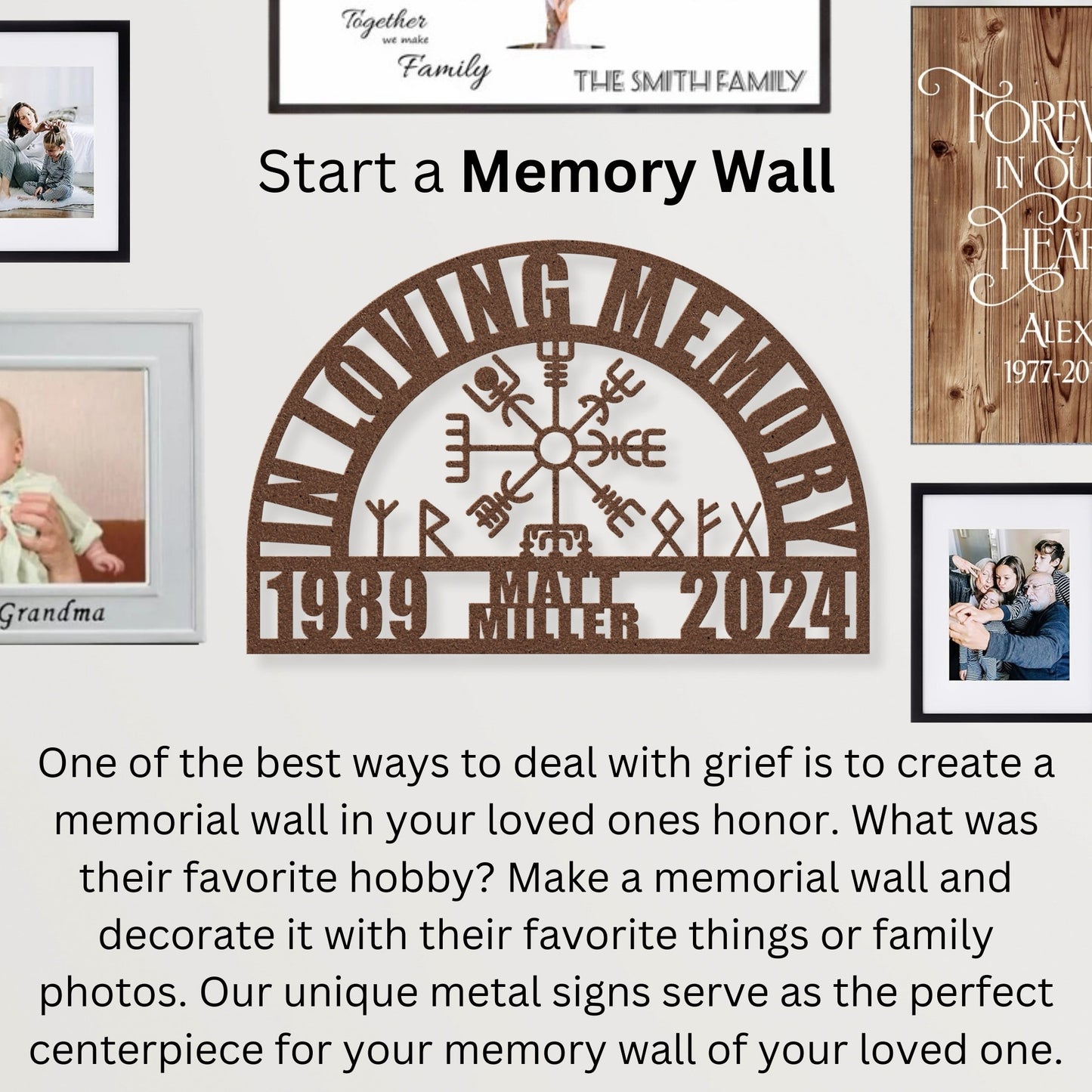 Nordic Runes Memorial Gift - Viking Family Memory Wall Decorative Sign