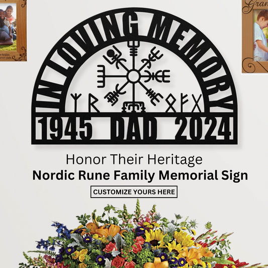 Nordic Runes Memorial Gift - Viking Family Memory Wall Decorative Sign