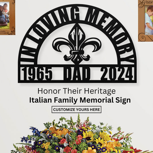 Italian Family Memorial Gift - Fleur-de-lis Family Memory Wall Decorative Sign