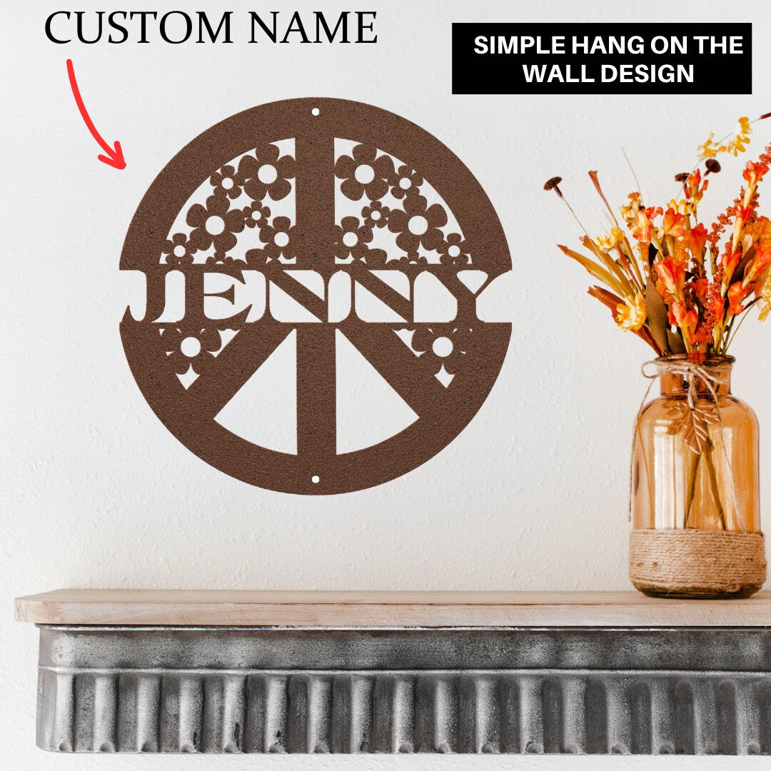 Personalized Metal Piece Sign Hippy Home Decor