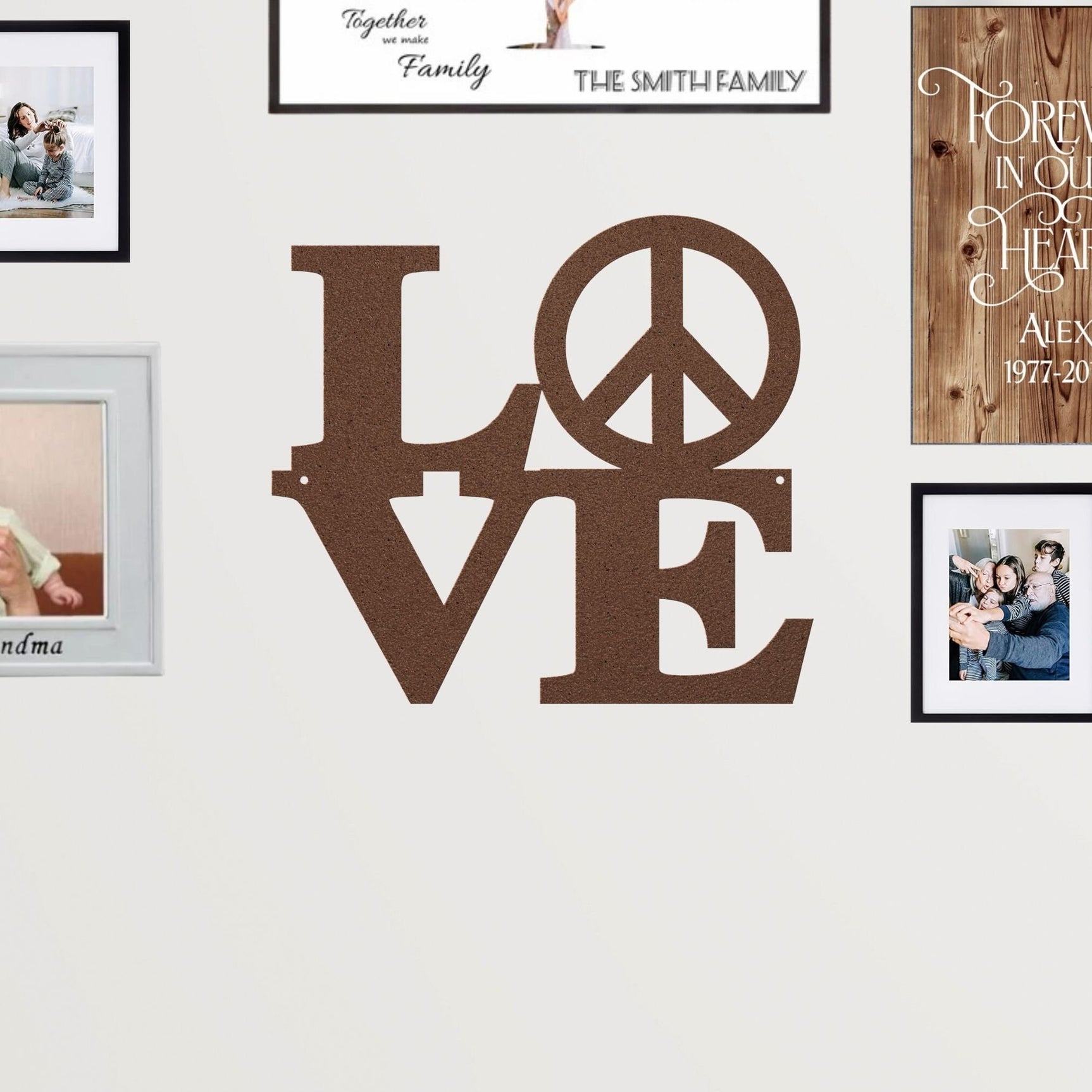 Metal Love Piece Sign Hippy Home Decor