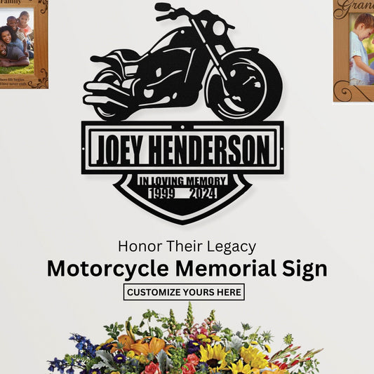 Personalize Your Heartfelt Motorcycle Memorial: A Sympathy Gift for Loss of a Beloved Biker