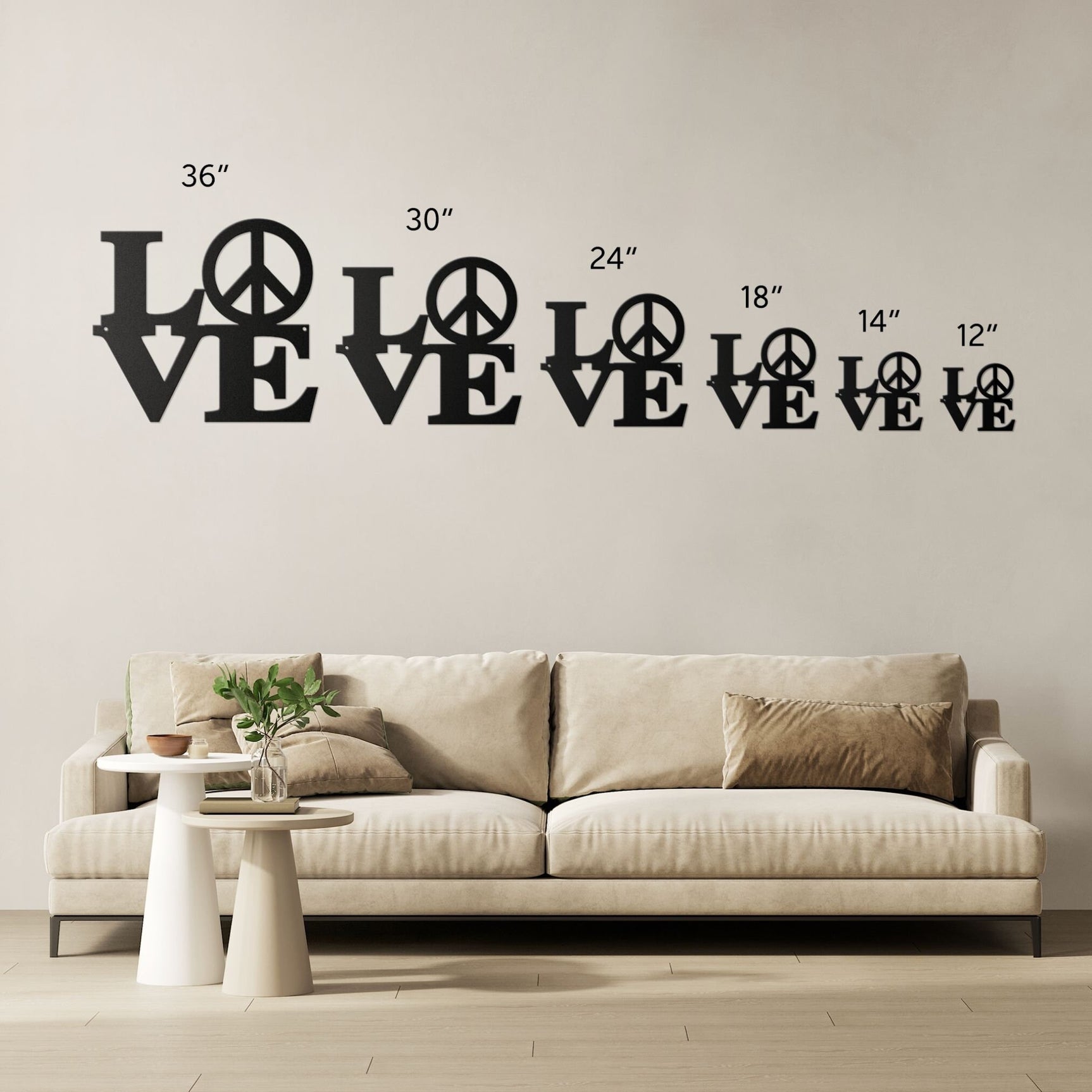 Metal Love Piece Sign Hippy Home Decor