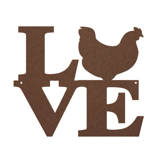 Metal Love Chicken Sign Farmhouse Home Wall Decoration