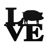 Metal Love Pig Sign Farmhouse Home Wall Decoration