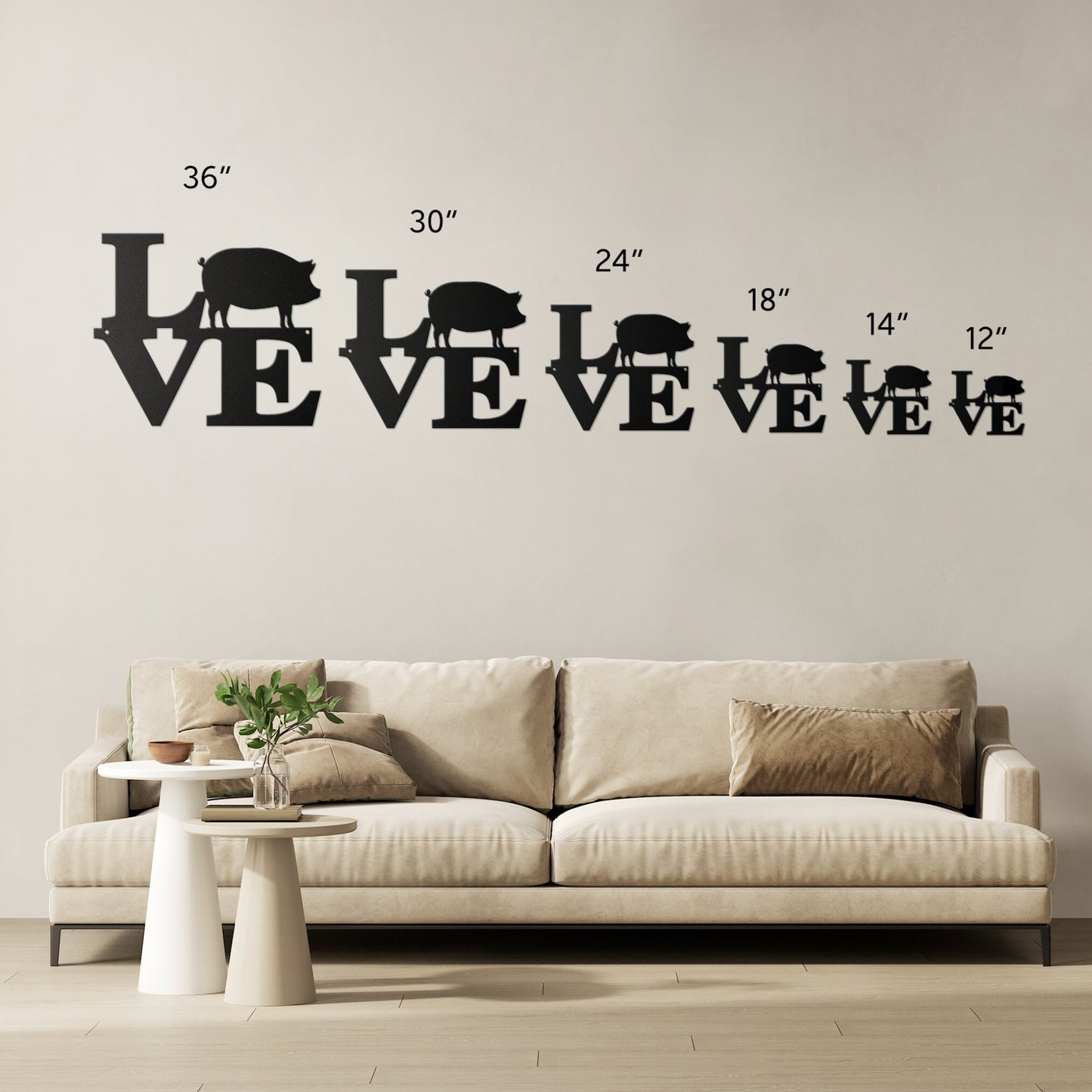 Metal Love Pig Sign Farmhouse Home Wall Decoration