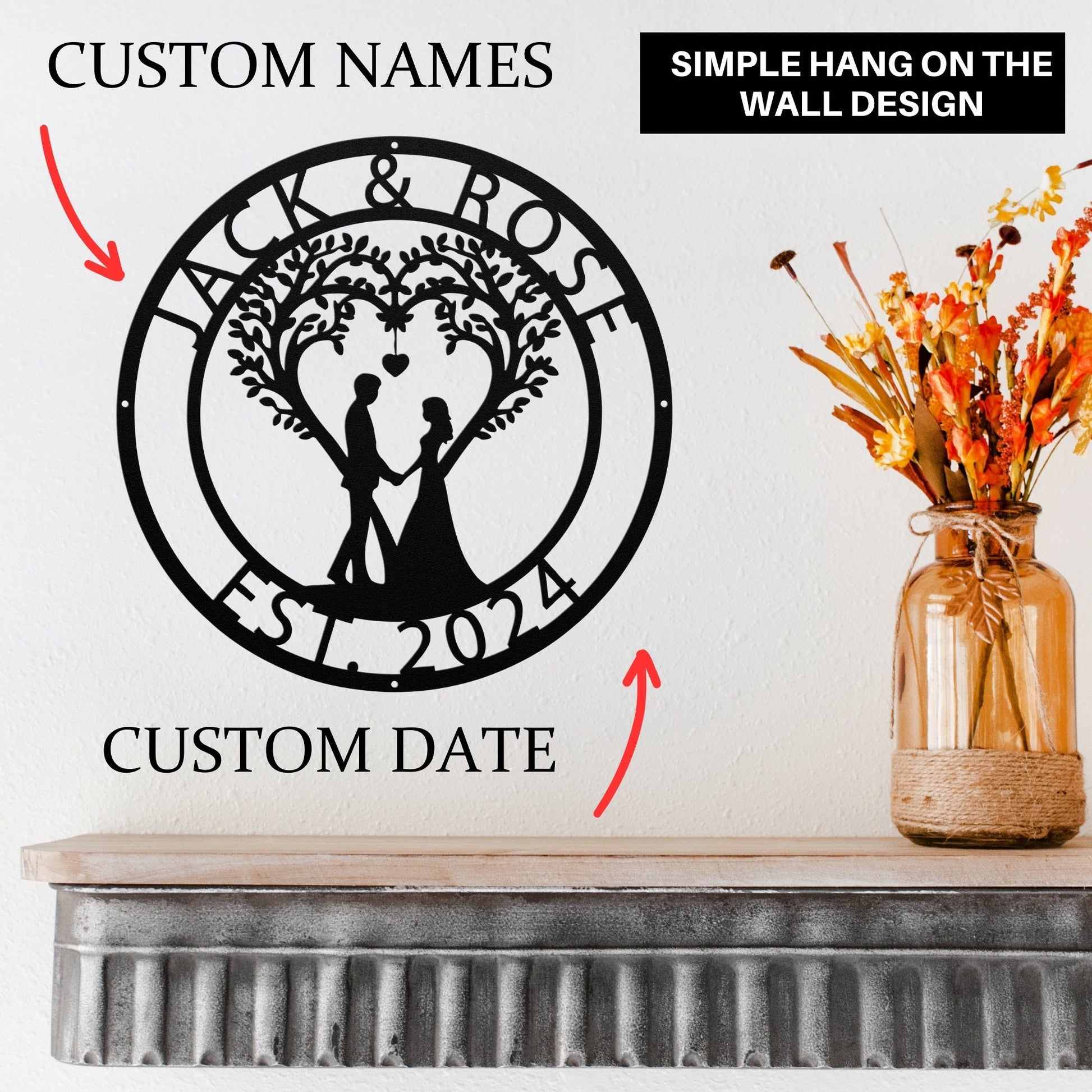 Personalized Wedding Gifts for Couples - 2024 Last Name Sign