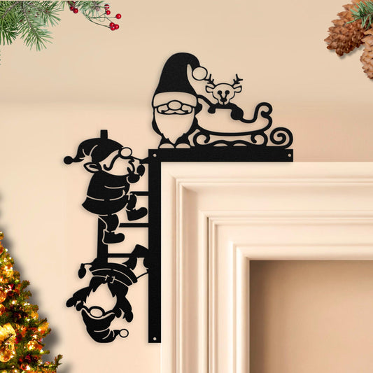 Christmas Door Frame Corner Topper Decorations Metal Sign