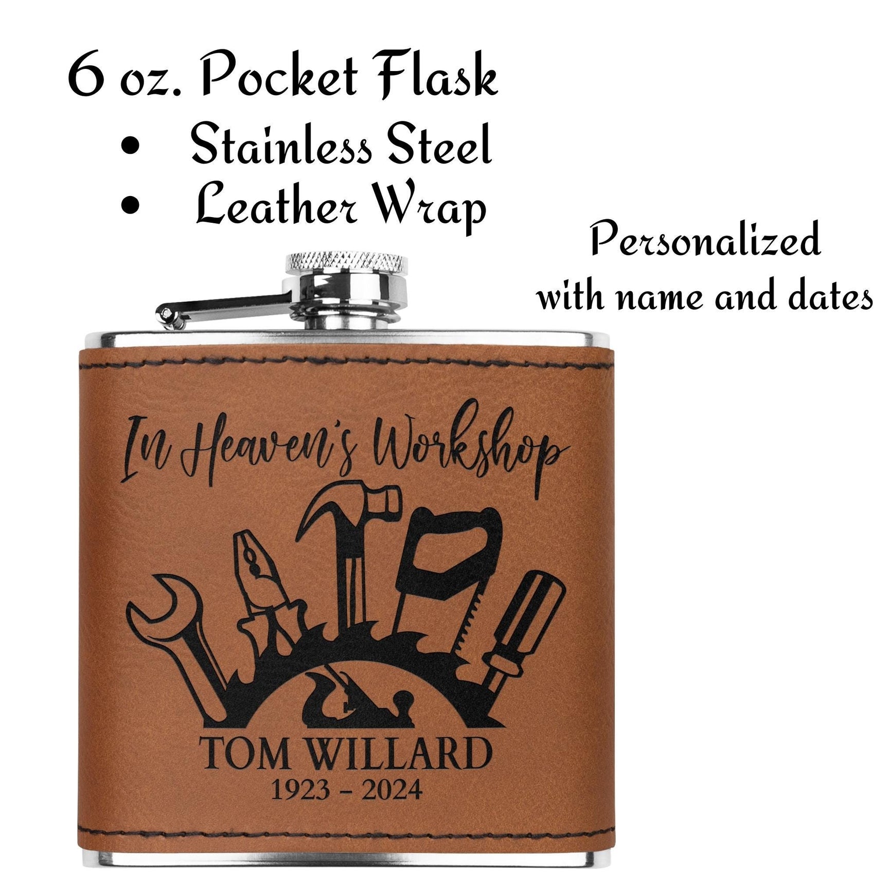 Carpenter Memorial Gift Hip Flask Custom Christmas Stocking Stuff Gift for Men