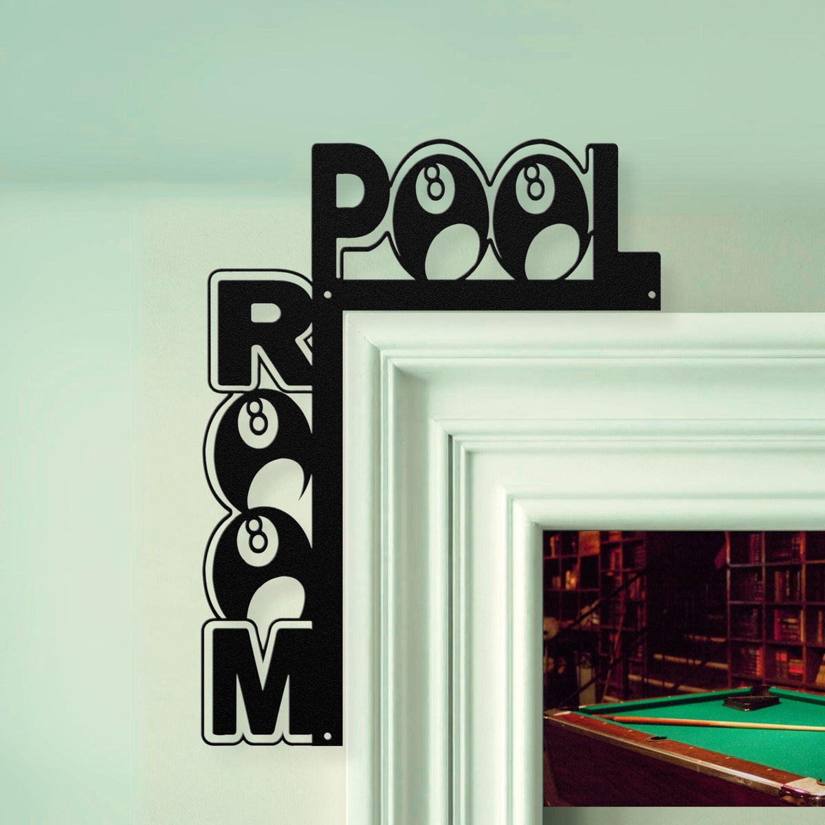 Pool Billiards Room Entryway Door Frame Topper Metal Game Room Decor ...