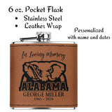 Alabama Football Memorial Hip Flask Personalized Christmas Gift for Men