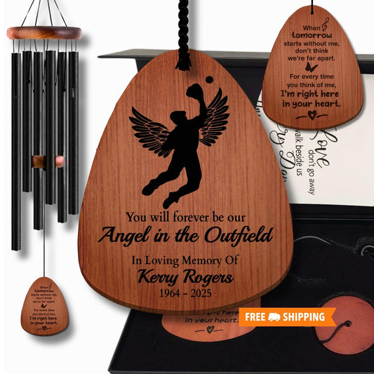 Baseball Memorial Wind Chime | Grandson Memorial Gift Angel in Outfield Memorial Gift | Baseball Player Sympathy Gift