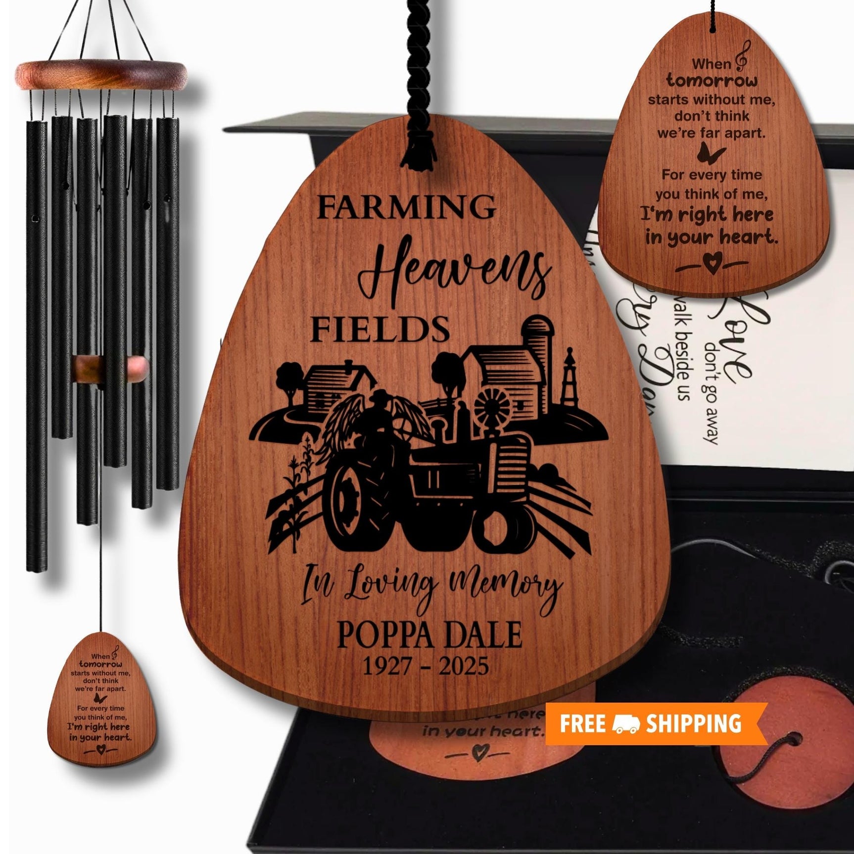 Sympathy Windchimes Gift for Dad | Farming Heaven’s Fields Memorial Wind Chimes for Loss of Father