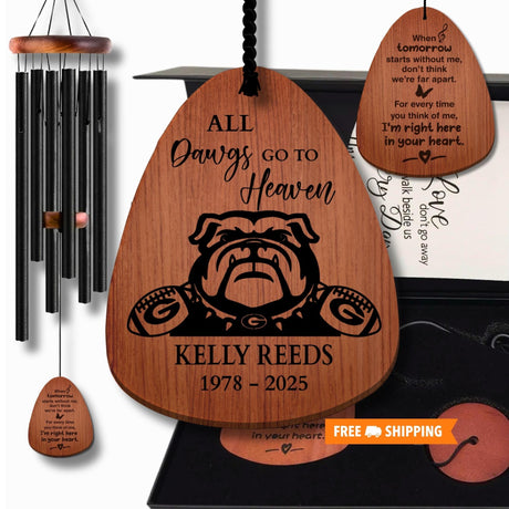 Georgia Bulldogs Football Memorial Wind Chimes for Sports Fans | Sympathy Chimes Gift Box Father