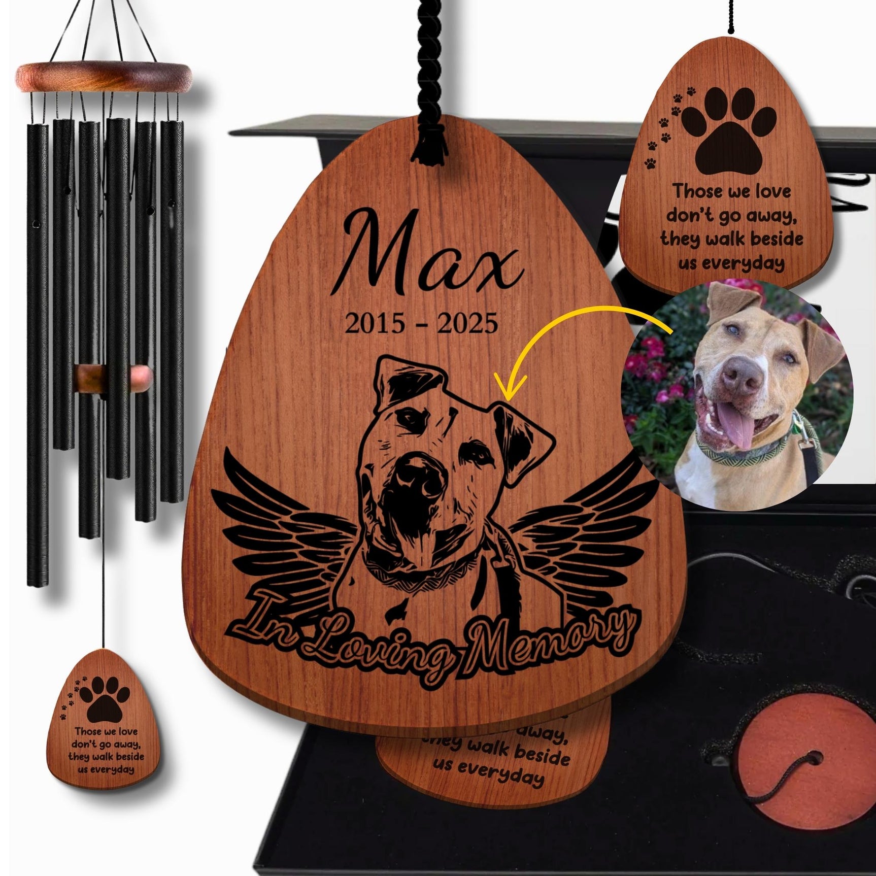 Dog Memorial Wind Chime Image Photo Pet Loss Gift | Personalized Pet Keepsake Windchime Remembrance