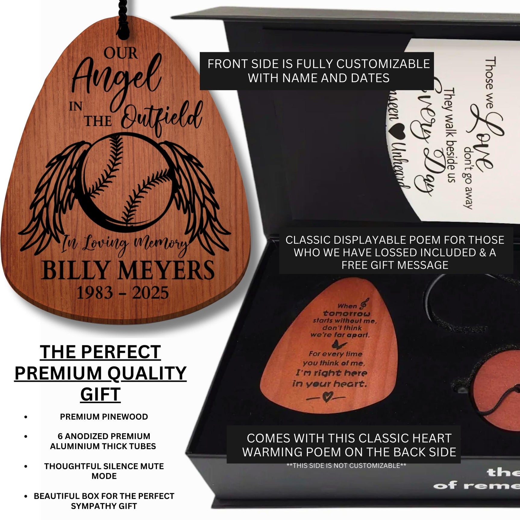 Baseball Sympathy Gift with Angel Wings