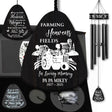 Black Memorial Wind Chimes for Dad – Personalized Farming Heaven’s Fields Remembrance Gift, Loss of Father Tribute