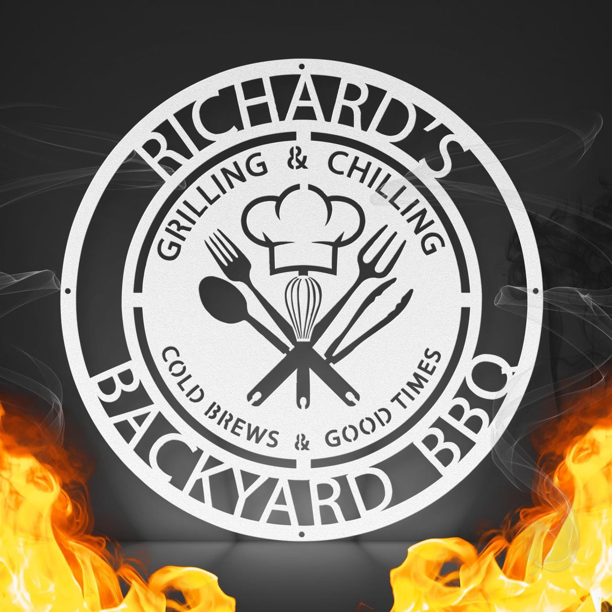 Personalized Metal Barbecue Wall Sign for Backyard