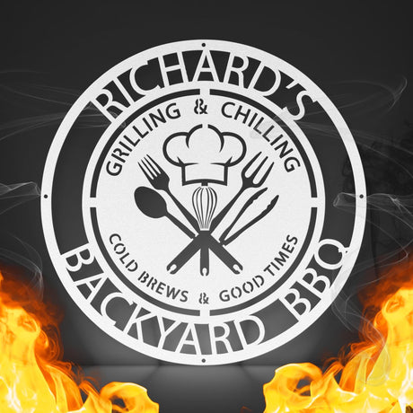 Personalized Metal Barbecue Wall Sign for Backyard