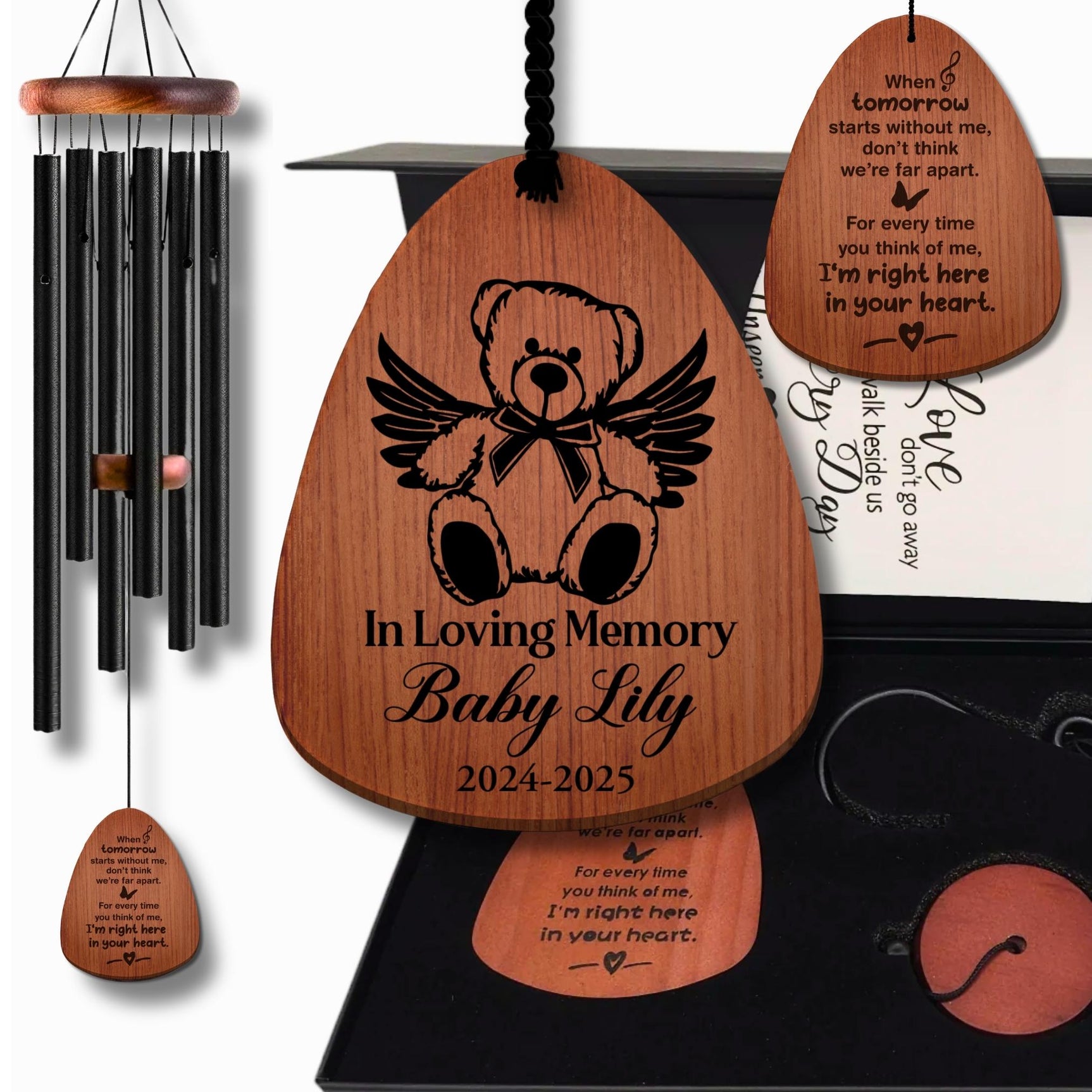 Angel Bear Baby Loss Sympathy Gift Wind Chimes for Loss of Child