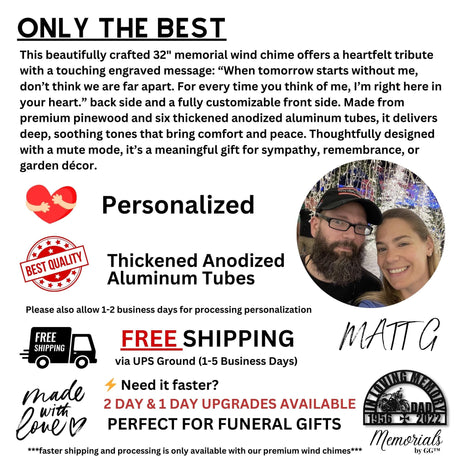 Chicago Cubs Baseball Memorial Wind Chime | Our Angel in the Outfield | Personalized Dad Sympathy Gift