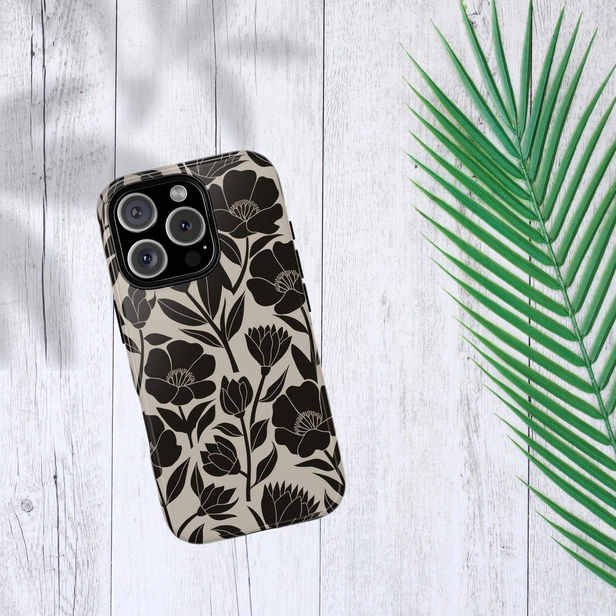 Iphone 16 Case Black and White Floral Design Iphone 15 Contrast Iphone Pro Max 13 14 Tough Case 8 X 10 11 12 Flowers Cell Phone Cover