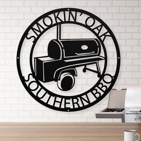 Personalized Metal Barbecue Wall Sign for Backyard | Custom Pitmaster Men&#39;s Grilling Gift