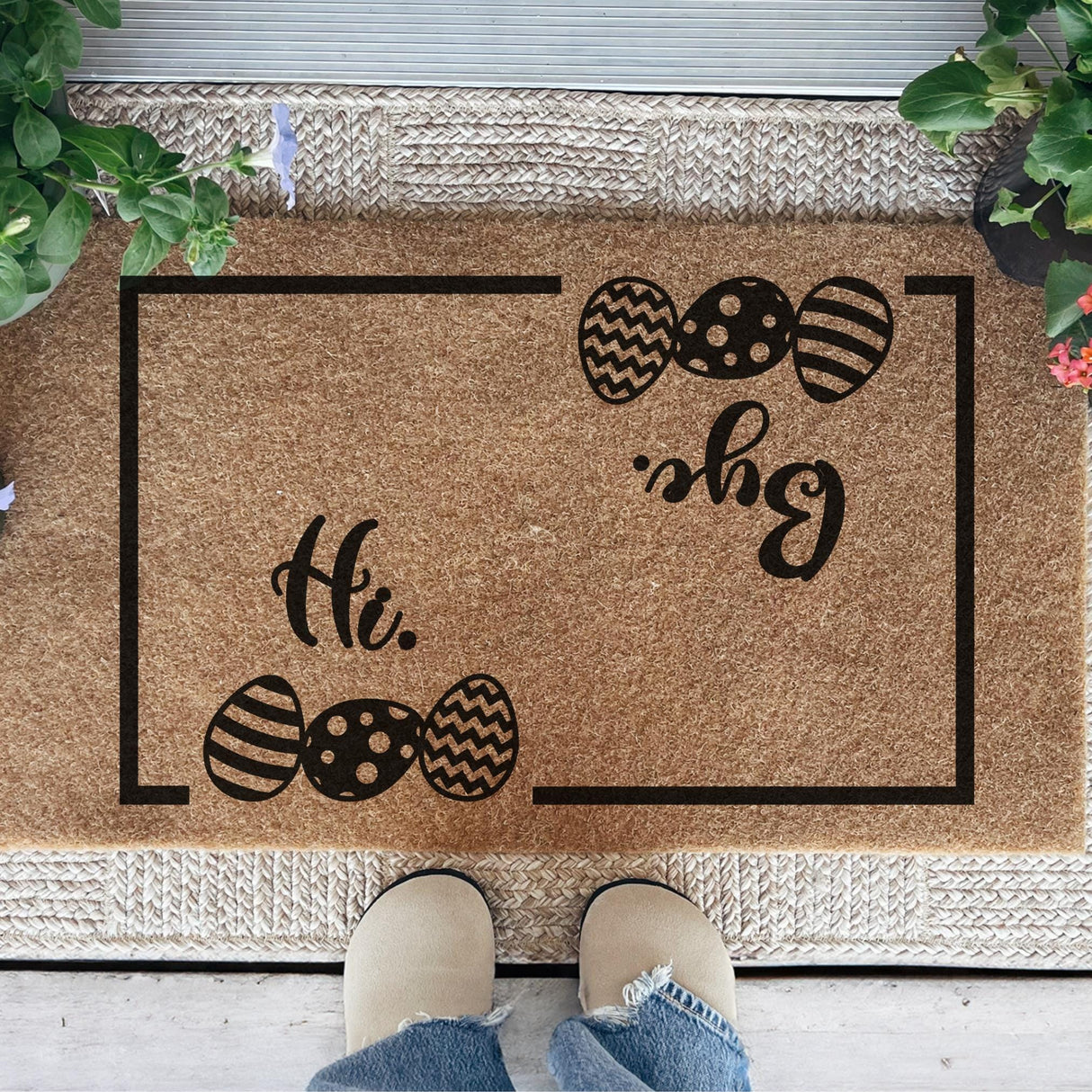 Easter Front Doormat Hi Bye EggS