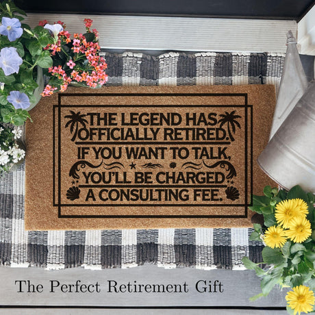 Officially Retired Doormat Gift | Beach Themed Retiring Early 2025 Gift for Men or Women