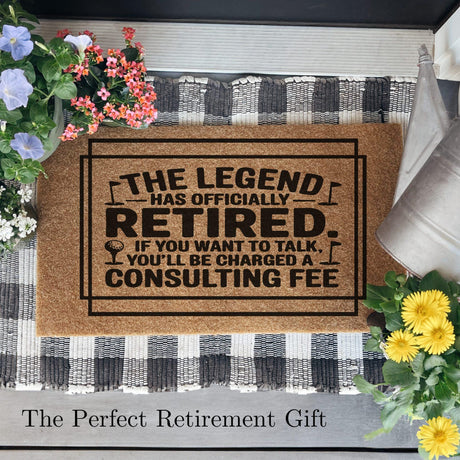 Officially Retired Golf Doormat Gift | Golf Themed Retiring Early 2025 Golfer Gift for Men