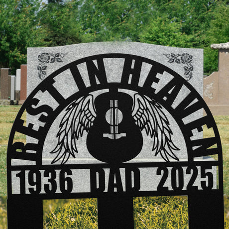 Guitarist Memorial Gift Dad Music Sympathy Present Acoustic Guitar Metal Wall Decor Musician Remembrance Music Teacher Bereavement