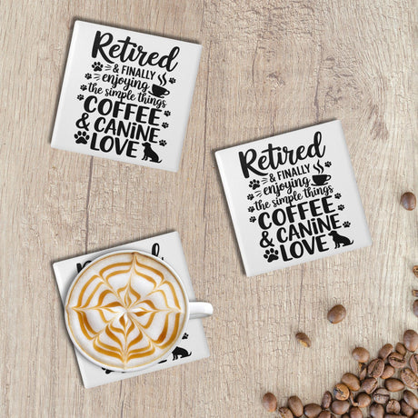Retired Dog Parent Gift Drink Coaster Set of 2 or 4