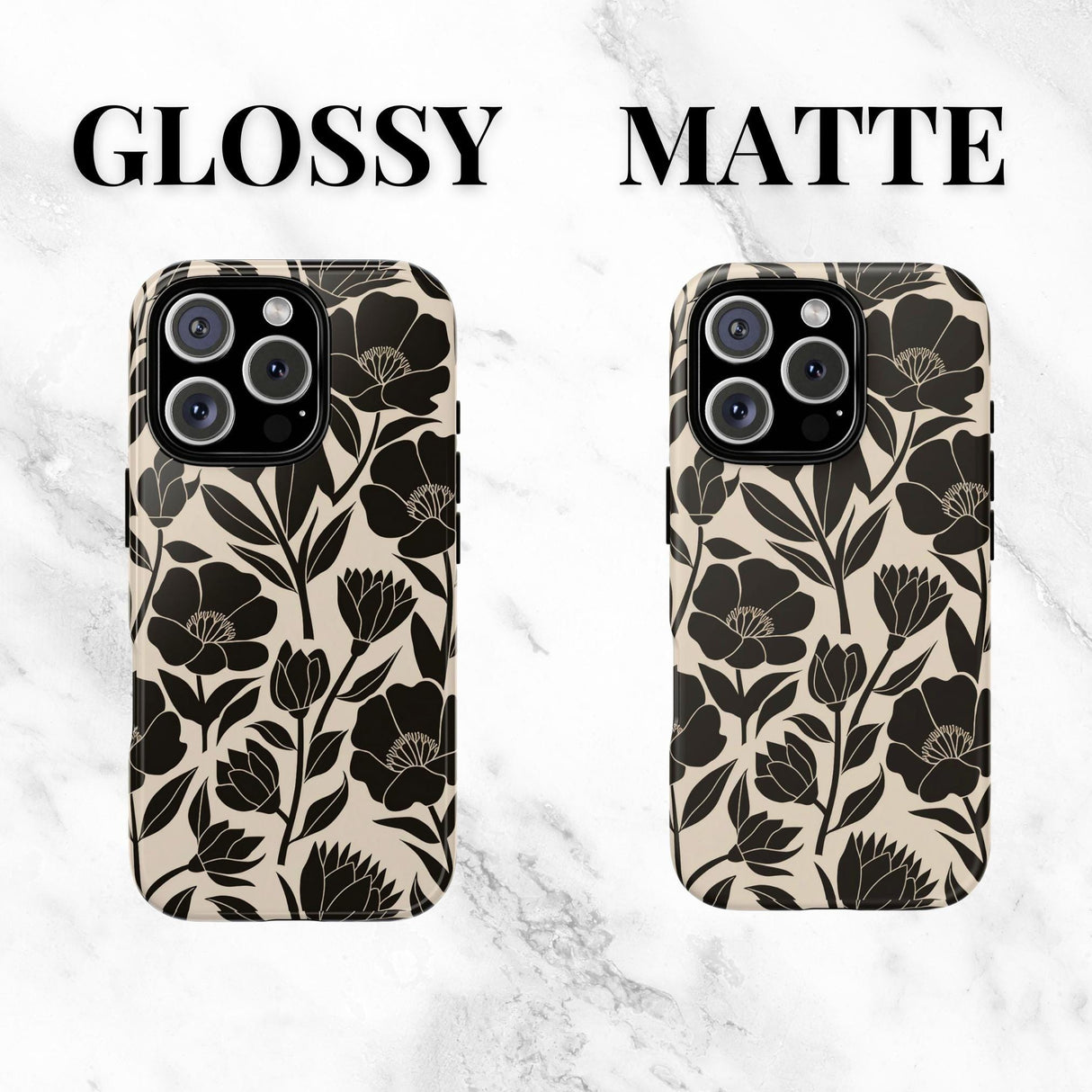 Iphone 16 Case Black and White Floral Design Iphone 15 Contrast Iphone Pro Max 13 14 Tough Case 8 X 10 11 12 Flowers Cell Phone Cover