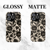 Iphone 16 Case Black and White Floral Design Iphone 15 Contrast Iphone Pro Max 13 14 Tough Case 8 X 10 11 12 Flowers Cell Phone Cover
