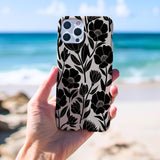 Iphone 16 Case Black and White Floral Design Iphone 15 Contrast Iphone Pro Max 13 14 Tough Case 8 X 10 11 12 Flowers Cell Phone Cover