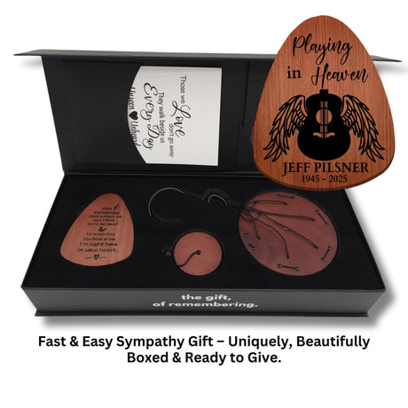 Personalized Acoustic Guitar Wind Chime Memorial Comfort Gift Box Loss of Guitar Player Sympathy Gift Fathers Day Memorial Care Package