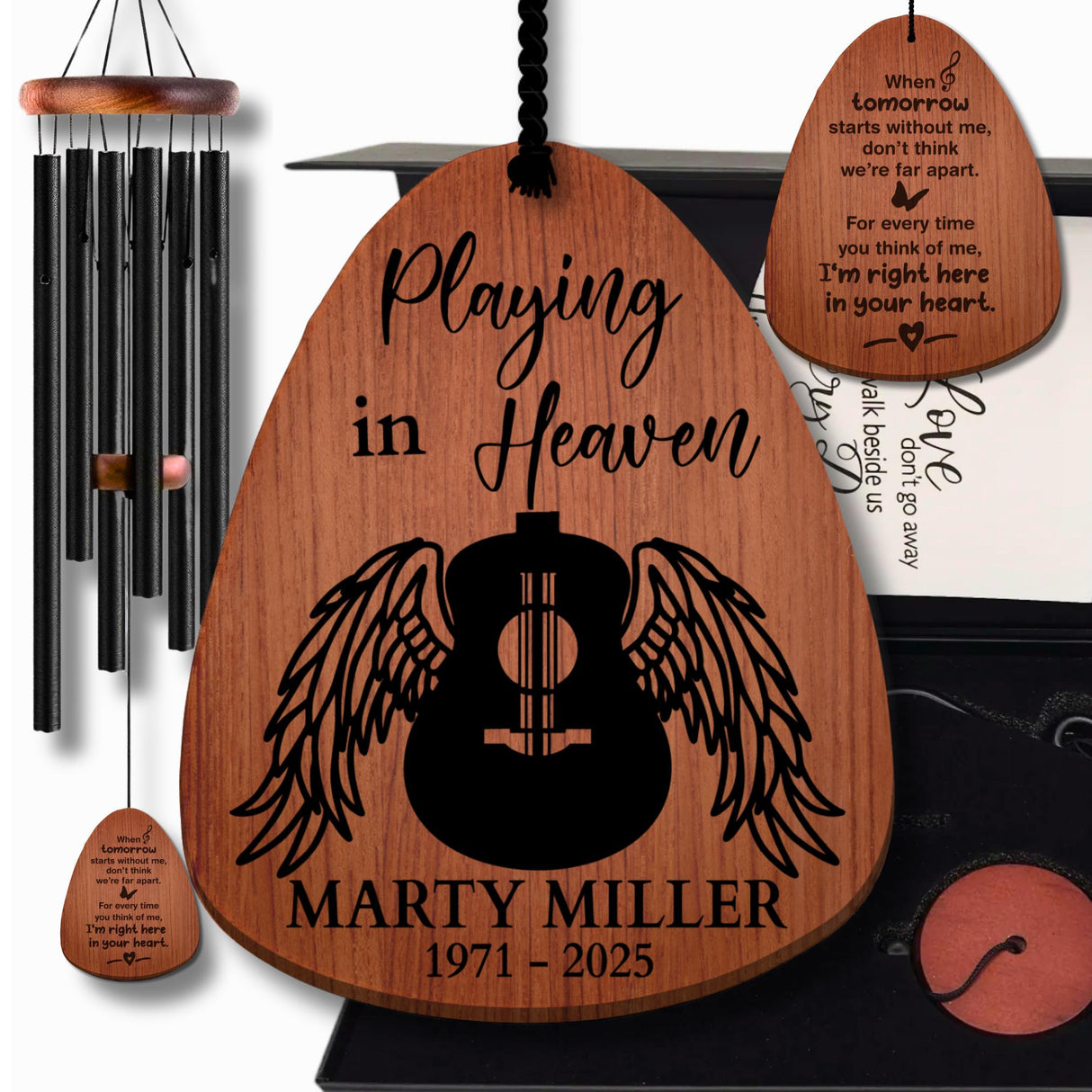 Personalized Acoustic Guitar Wind Chime Memorial Comfort Gift Box Loss of Guitar Player Sympathy Gift Fathers Day Memorial Care Package