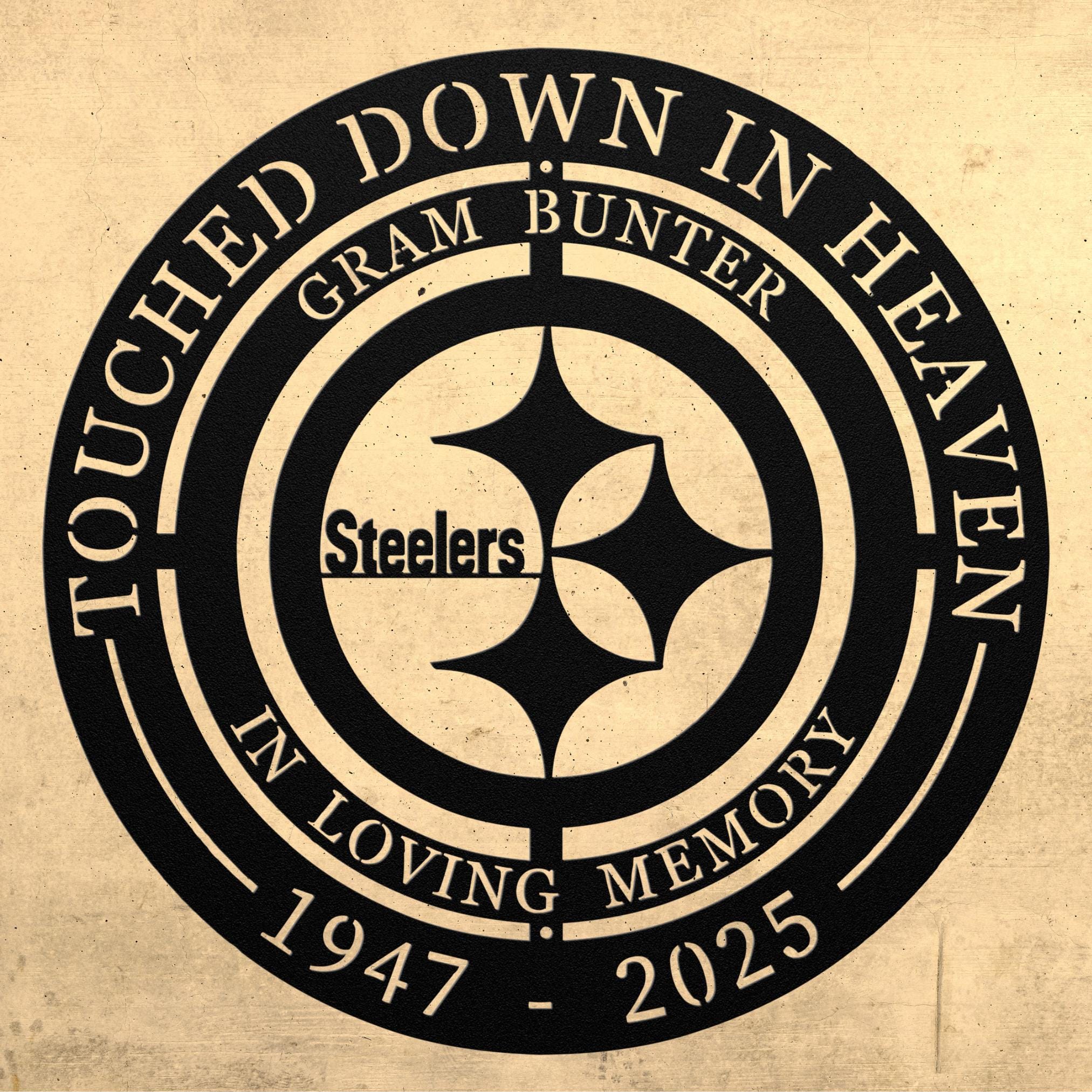 Touched Down in Heaven Pittsburgh Steelers Memorial Sign