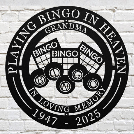 Bingo Loved One Loss Memorial Playing Bingo in Heaven Honoring Grandma Personalized Loved One Mom Game Lover Tribute Decorative Wall Decor