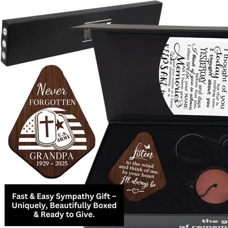 Army Memorial Sympathy Wind Chimes Gift Box Idea Grandfather Condolence Gift Dad Husband Funeral Service Present Military Best Friend Loss