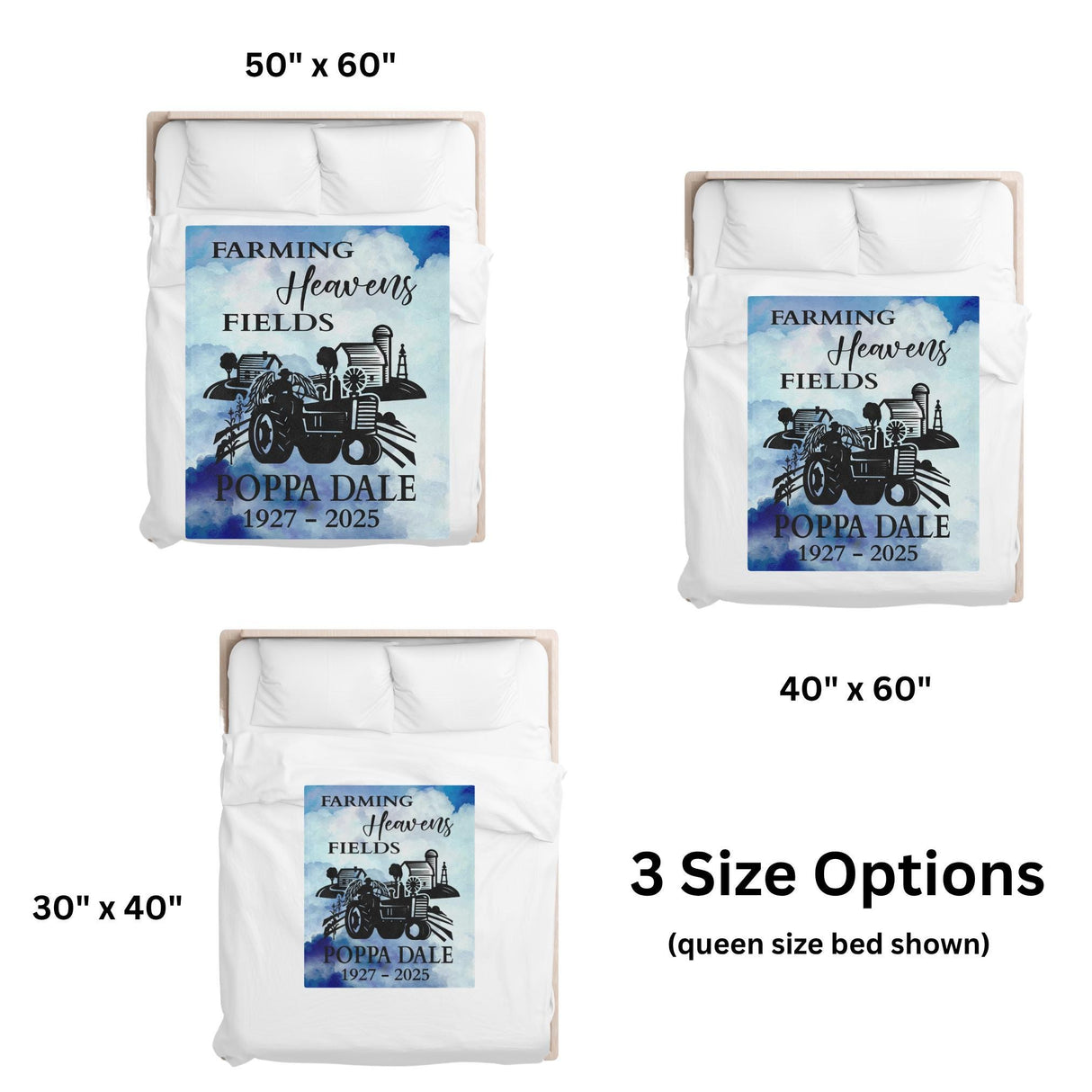 Farmer Memorial Blanket Gift Farming Heavens Fields Dad Living Room Throw Blanket Personalized Living Room Blanket Loss of Grandfather