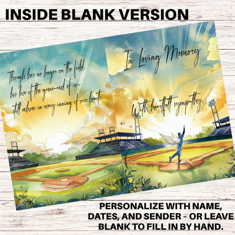 Personalized Baseball Sympathy Card Son Memorial Card Sorry for Your Loss Keepsake Card Dad So Sorry for Your Loss Card Angel In Outfield