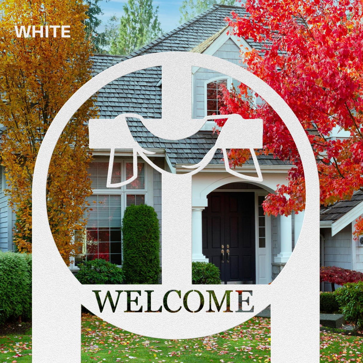 Cross Welcome Sign Yard Staked Outdoor Christian Front Lawn Metal Staked Art
