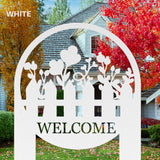 Flowers Welcome Sign Garden Stake Outdoor Outside Metal Lawn Ornaments