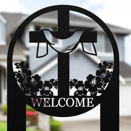 Hibiscus Cross Sign Stake