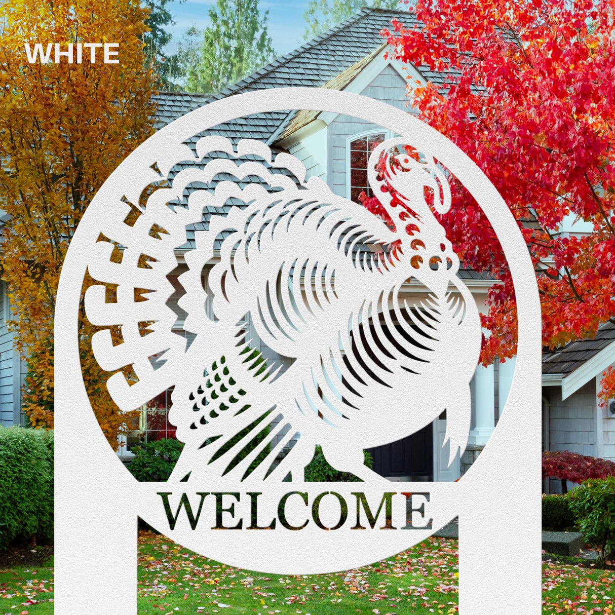 Turkey Welcome Sign Thanksgiving Outdoor Metal Lawn Decor
