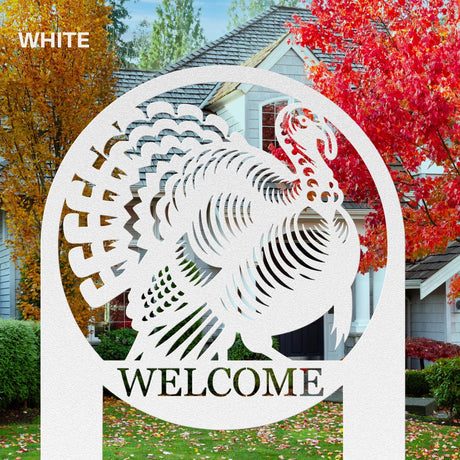 Turkey Welcome Sign Thanksgiving Outdoor Metal Lawn Decor