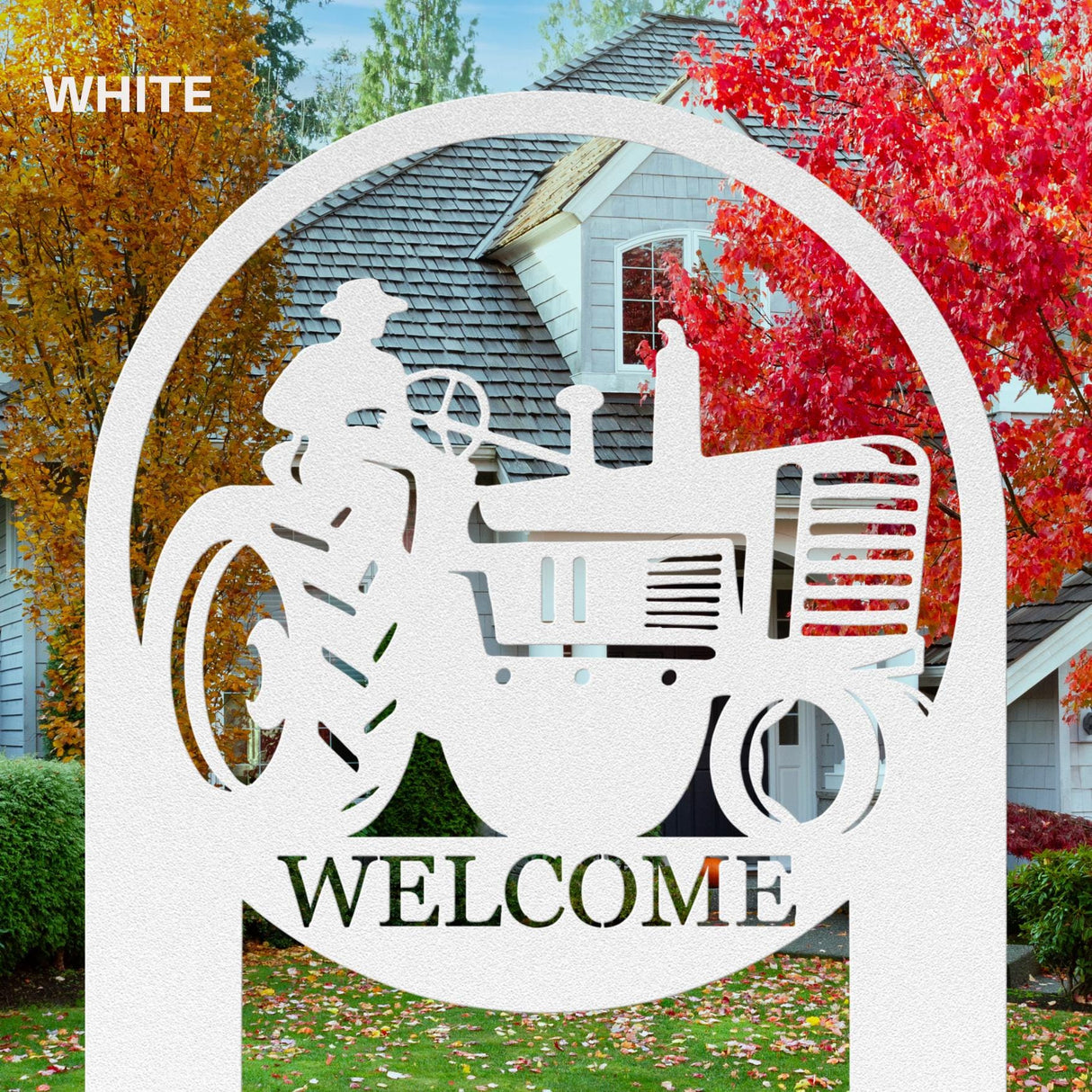 Farmhouse Welcome Stake Sign Tractor Theme Outside Decorations for Yard